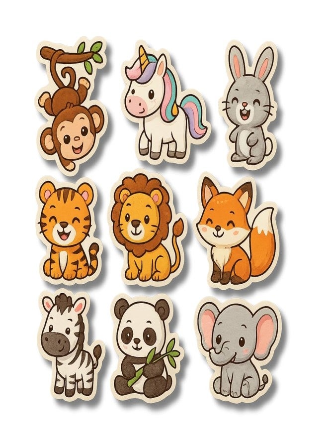COMONOT Baby Animal Fridge Magnets Set of 9 - Wooden Cartoon Refrigerator Magnets with HD Print, Cute Decorative Kitchen Fridge Magnets for Home Decor - Image 1