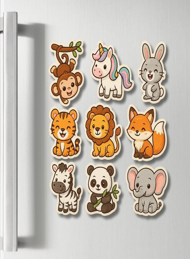 COMONOT Baby Animal Fridge Magnets Set of 9 - Wooden Cartoon Refrigerator Magnets with HD Print, Cute Decorative Kitchen Fridge Magnets for Home Decor - Image 3