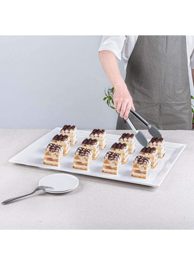 Restaurantware Voga 25.6 x 17.7 Inch Serving Tray, 1 Rectangle Outdoor Tray - Raised Edges, Dishwasher-Safe, White Melamine Platter Tray, For Meals, Appetizers, And Snacks, Shatterproof - Image 5