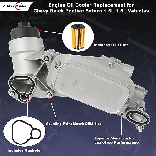 CYTROBE Engine Oil Cooler Filter Housing Assembly Adapter with Gasket, Insert, Cap Compatible with 2008-2019 Chevy Cruze Sonic Malibu Aveo, Buick Cascada, Pontiac G3, Saturn Astra 1.6L 1.8L 25199751 918-432 - Image 4