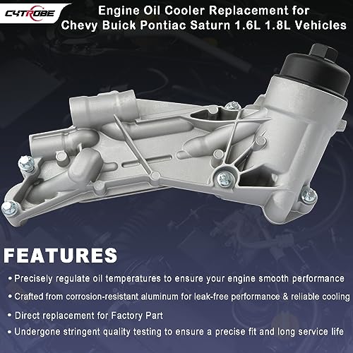 CYTROBE Engine Oil Cooler Filter Housing Assembly Adapter with Gasket, Insert, Cap Compatible with 2008-2019 Chevy Cruze Sonic Malibu Aveo, Buick Cascada, Pontiac G3, Saturn Astra 1.6L 1.8L 25199751 918-432 - Image 2
