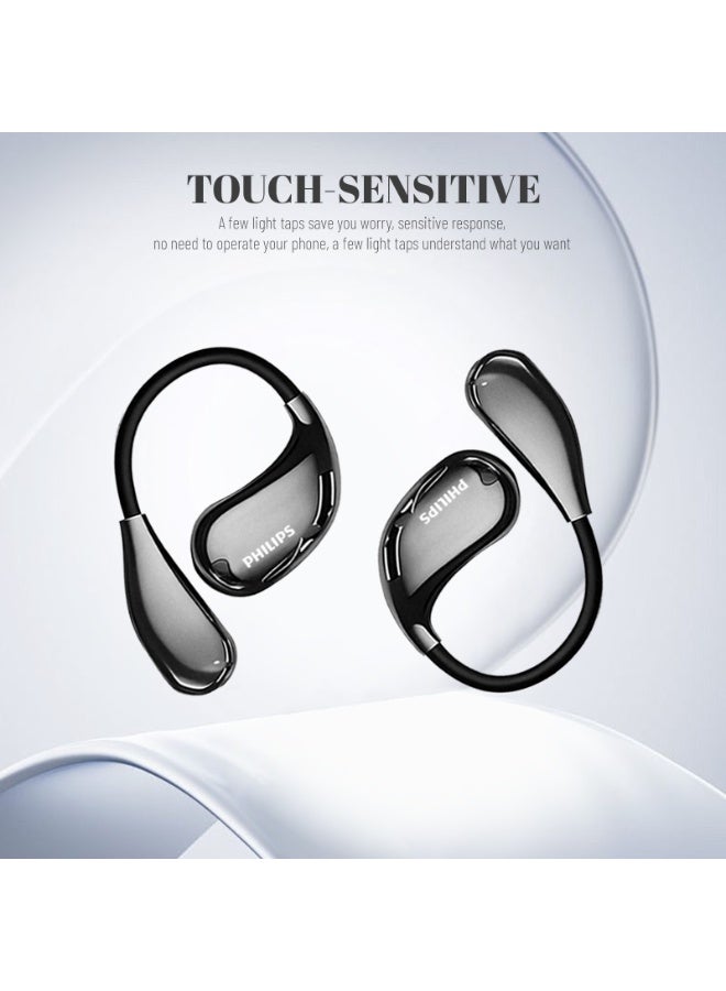 Philips Earbuds, Bluetooth Earbuds, Headphone, Open Ear Ring True Open Ear Headphones, True Wireless Earbuds - Bluetooth ， In-Ear Headphones，  Bluetooth 5.4 Headphones with Touch Control, Long-Lasting Battery, 360° Stereo Sound, Comfortable Open-Ear Fit, Non-Slip for Sports, Running, Workouts & iPhone Android TAT2769 Black - Image 2