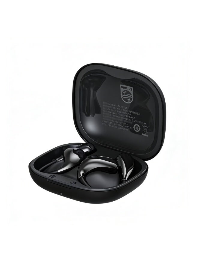 Philips Earbuds, Bluetooth Earbuds, Headphone, Open Ear Ring True Open Ear Headphones, True Wireless Earbuds - Bluetooth ， In-Ear Headphones，  Bluetooth 5.4 Headphones with Touch Control, Long-Lasting Battery, 360° Stereo Sound, Comfortable Open-Ear Fit, Non-Slip for Sports, Running, Workouts & iPhone Android TAT2769 Black - Image 1