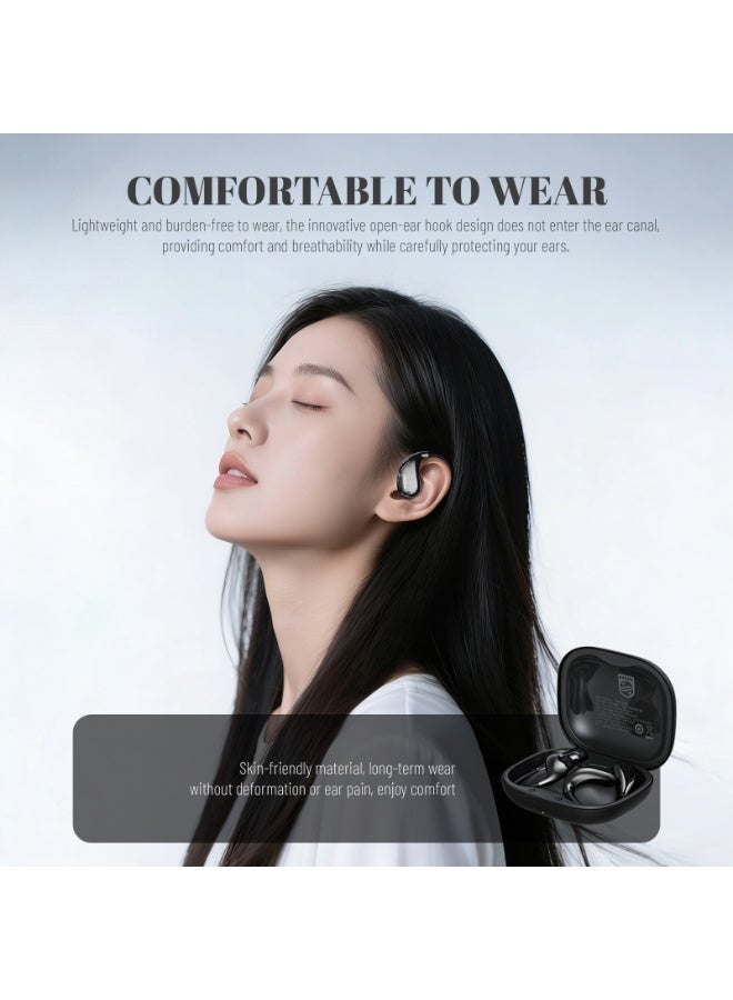 Philips Earbuds, Bluetooth Earbuds, Headphone, Open Ear Ring True Open Ear Headphones, True Wireless Earbuds - Bluetooth ， In-Ear Headphones，  Bluetooth 5.4 Headphones with Touch Control, Long-Lasting Battery, 360° Stereo Sound, Comfortable Open-Ear Fit, Non-Slip for Sports, Running, Workouts & iPhone Android TAT2769 Black - Image 5