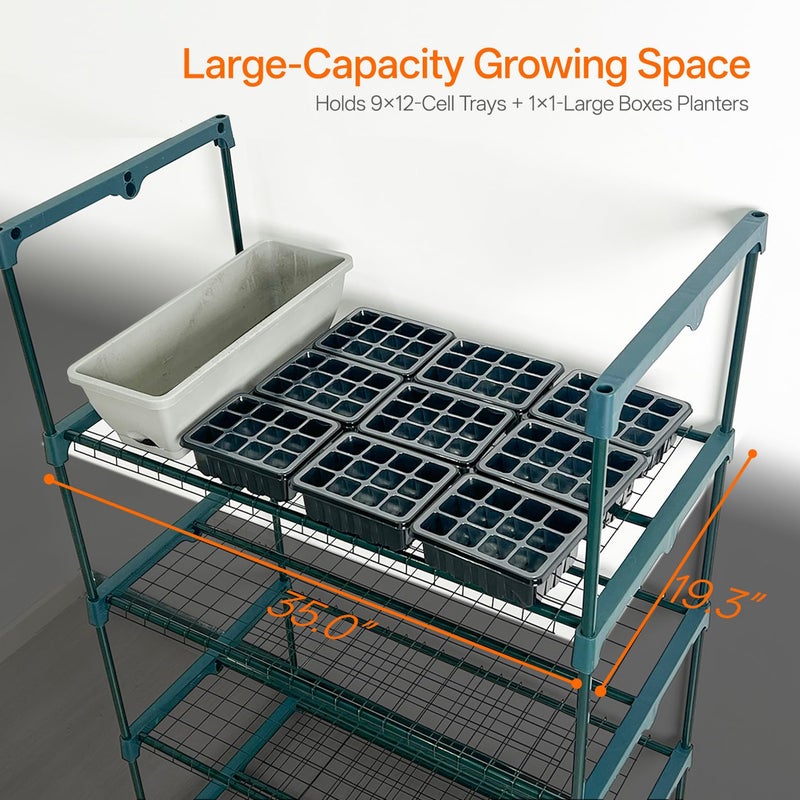 Bstrip Indoor Greenhouse with Grow Light, 4-Tier Mini Green House, 4Pcs Grow Lights for Indoor Plants with Timer, Zippered PVC Grow Tent with Airflow Windows, Indoor Greenhouse Cabinet 35x19.3x63in - Image 5