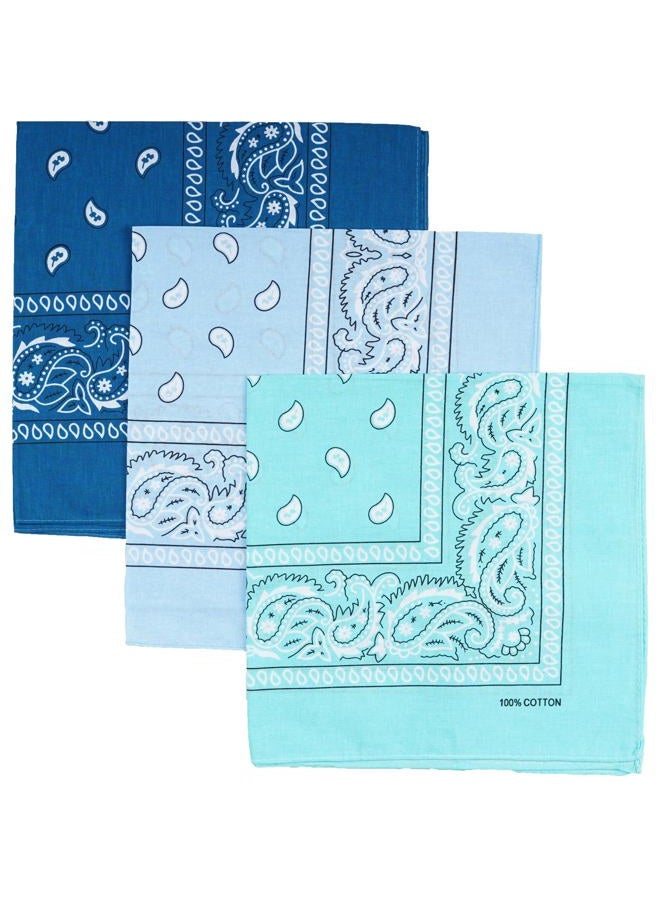 Raylarnia 100% Cotton Large Bandanas for Men and Women, 22 Inch Paisley Bandana with Multiple Colors, Blue/Turquoise/Mint, 22"x22" - Image 1