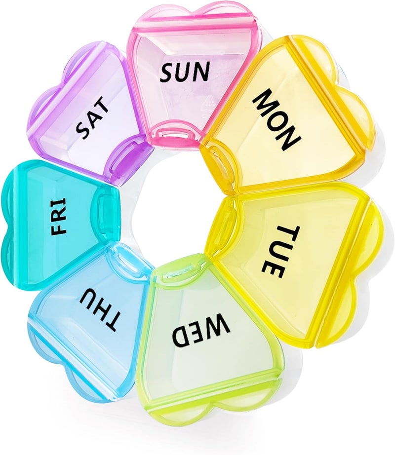 Weekly Pill Organiser - Rainbow Portable 7 Days Tablet Box with Large Compartments - Image 1