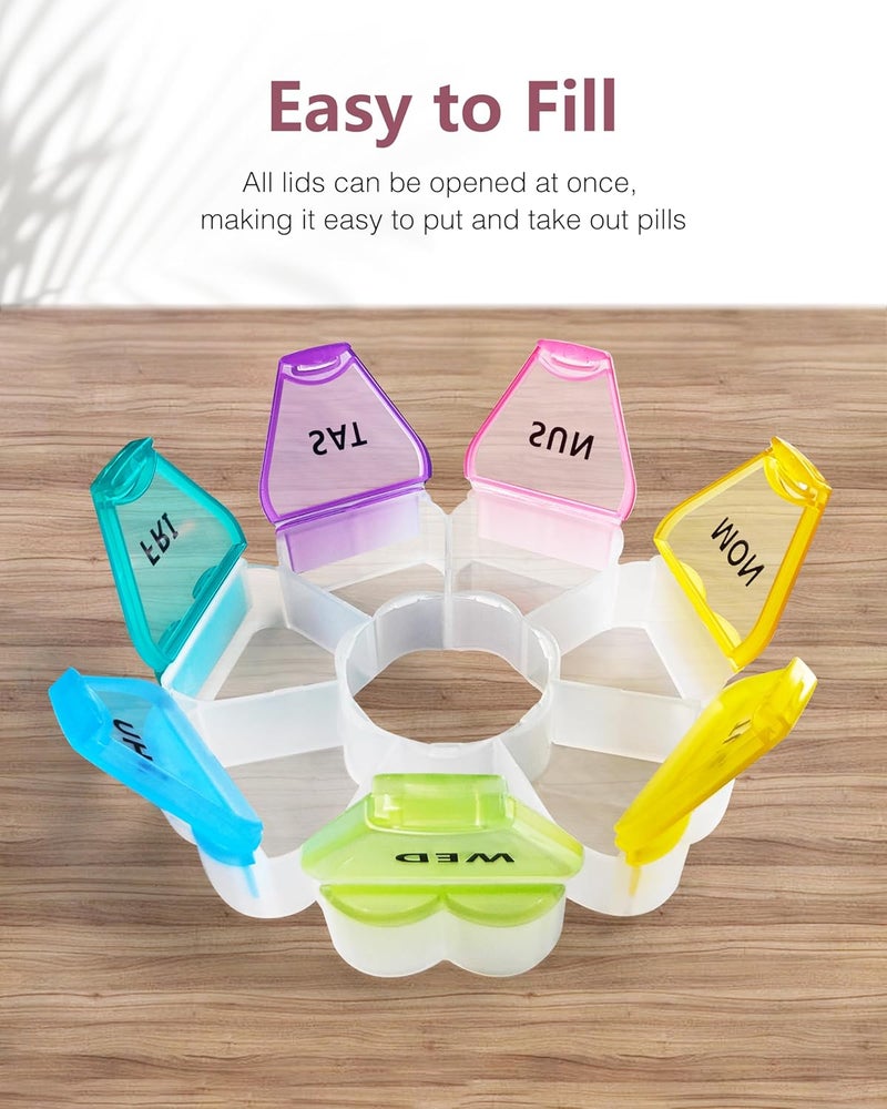Weekly Pill Organiser - Rainbow Portable 7 Days Tablet Box with Large Compartments - Image 5