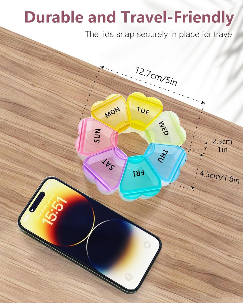 Weekly Pill Organiser - Rainbow Portable 7 Days Tablet Box with Large Compartments - Image 4