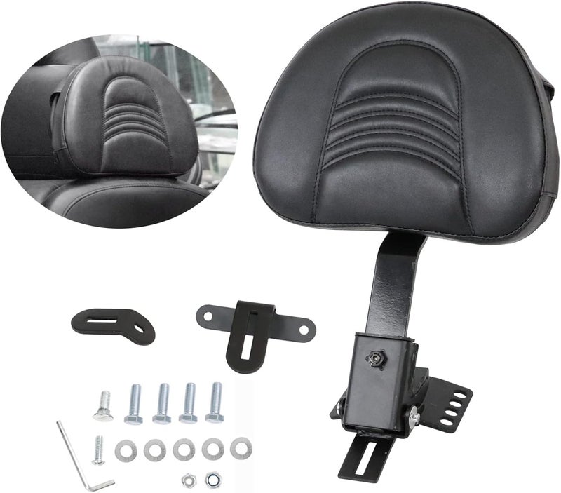 AUFER Adjustable Plug-in Heavy Duty Driver Rider Backrest Kits Custom Made Compatible With For 1997-2020 2021 2022 2023 2024 Touring Road King Street Glide Road Glide Electra Glide,Black - Image 1