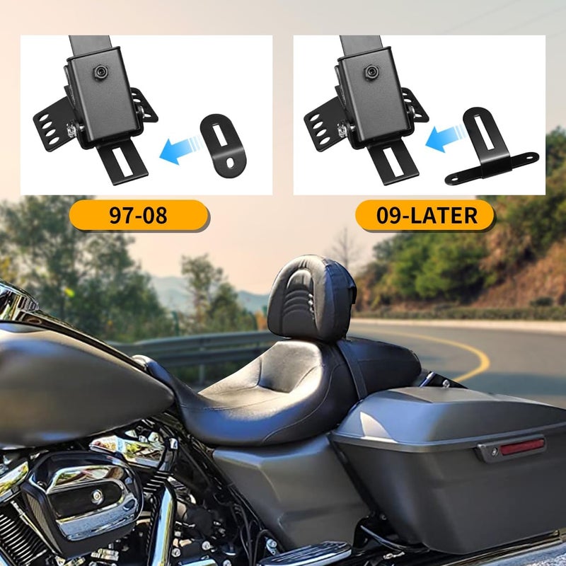 AUFER Adjustable Plug-in Heavy Duty Driver Rider Backrest Kits Custom Made Compatible With For 1997-2020 2021 2022 2023 2024 Touring Road King Street Glide Road Glide Electra Glide,Black - Image 5