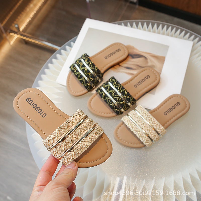 Girls' Slippers 2024 Children'S Shoes Outer Wear Sandals Summer Little Girl'S Soft-Soled Internet-Famous Fashionable Sandals - Image 2