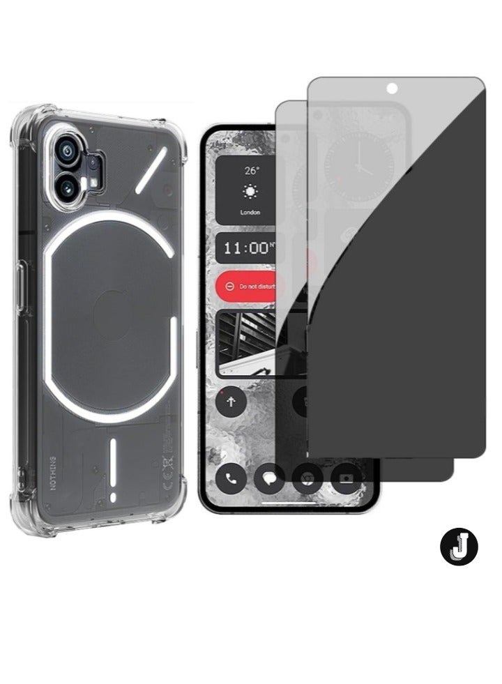 JAJEEK "2024 (1+2 Pcs) Compatible with Nothing Phone 2 Case & Privacy Screen Protector – Soft TPU Clear Cover, Anti-Scratch, Anti-Peeping, Tempered Glass Film" - Image 1