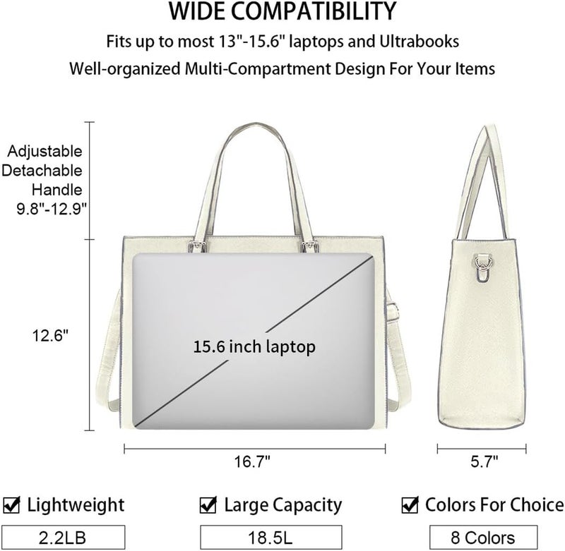 NUBILY Laptop Bag for Women Waterproof Lightweight Leather 15.6 Inch Computer Tote Bag - Image 3