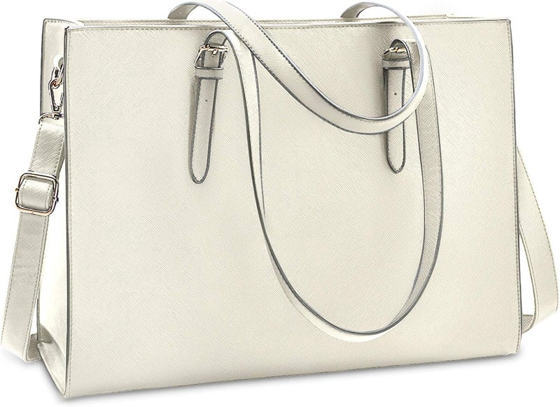 NUBILY Laptop Bag for Women Waterproof Lightweight Leather 15.6 Inch Computer Tote Bag - Image 1
