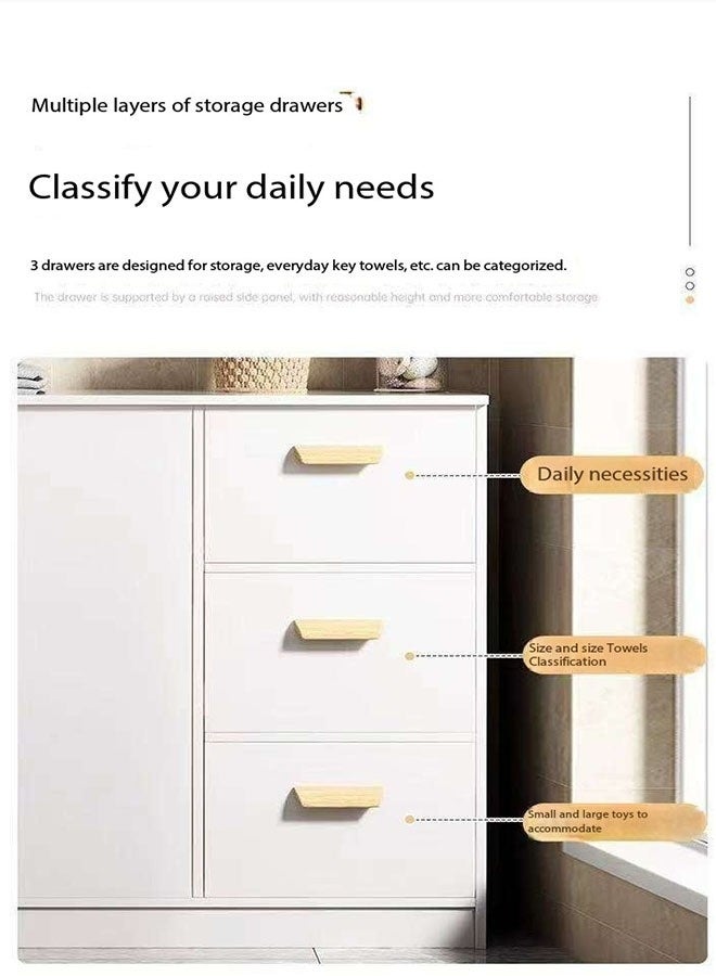 JOMILA Wooden Side Cabinet, Modern Storage Cabinet, Floor Document Cabinet with Wheels, Filing Cabinets, Office Cabinet (White) - Image 4