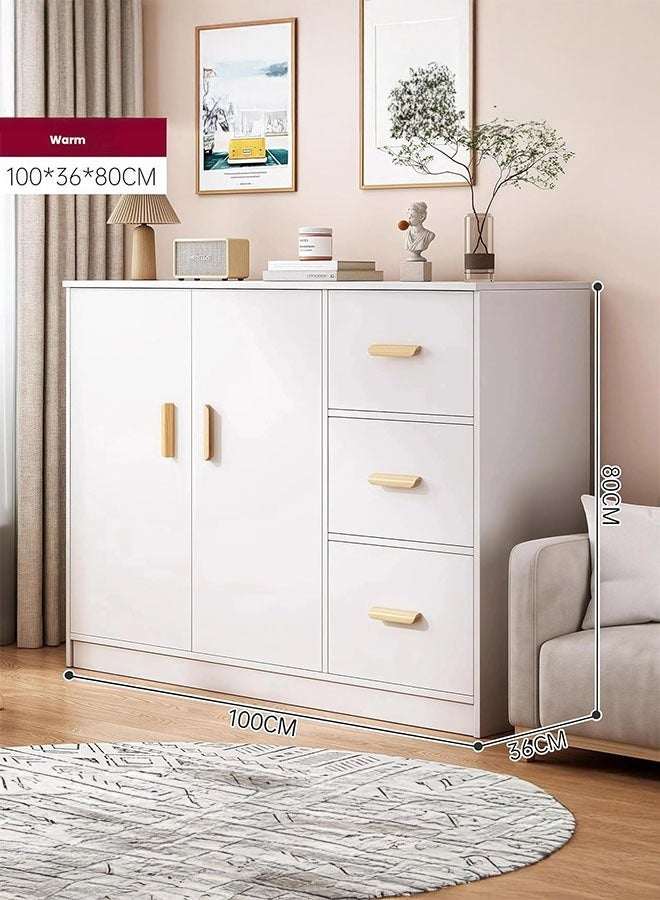 JOMILA Wooden Side Cabinet, Modern Storage Cabinet, Floor Document Cabinet with Wheels, Filing Cabinets, Office Cabinet (White) - Image 2