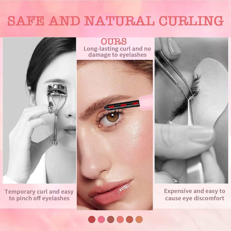 ELESDA Heated Eyelash Curlers, Heated Lash Curler Rechargeable Eyelash Curler Natural 24 Hours Long-Lasting, Electric Eye Lash Curler Heating with 3 Temp Settings Makeup for Girls Women, Pink - Image 5