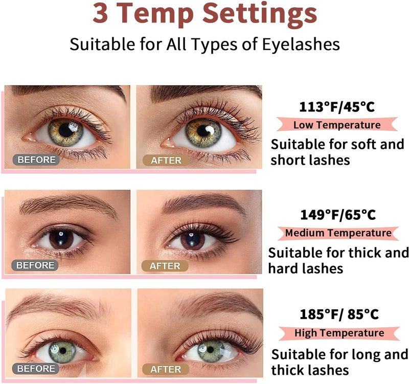 ELESDA Heated Eyelash Curlers, Heated Lash Curler Rechargeable Eyelash Curler Natural 24 Hours Long-Lasting, Electric Eye Lash Curler Heating with 3 Temp Settings Makeup for Girls Women, Pink - Image 3