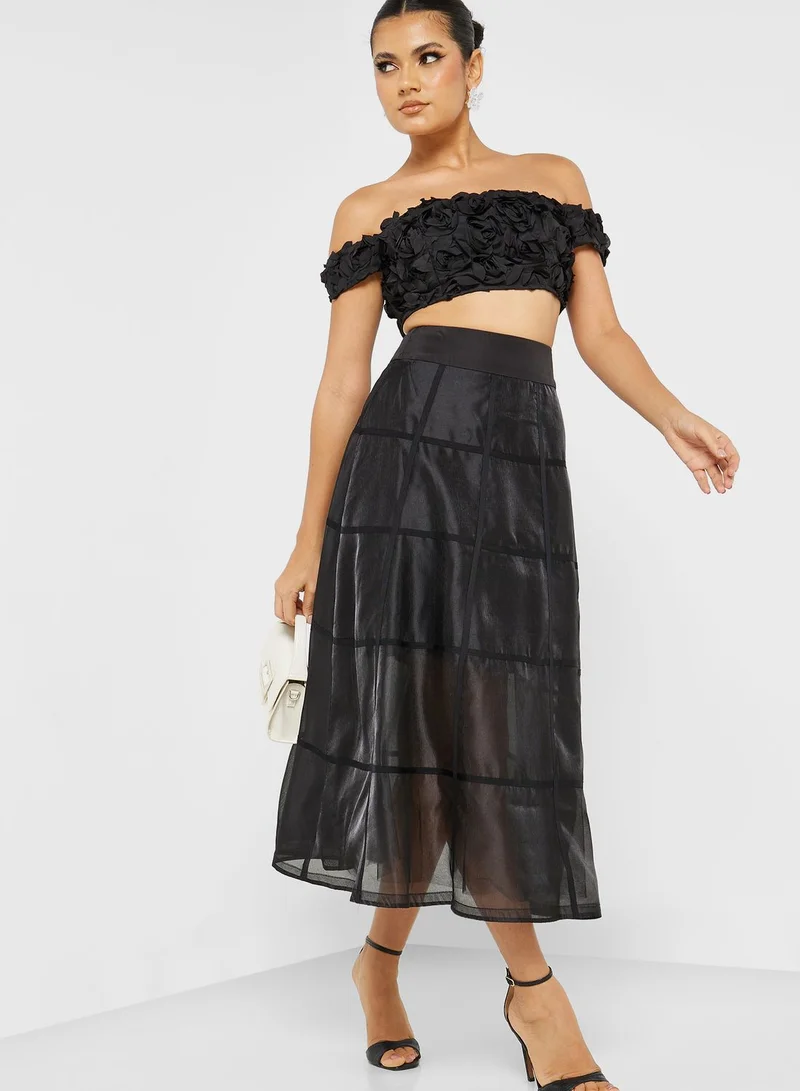 Femi9 Cold Shoulder Flare Top