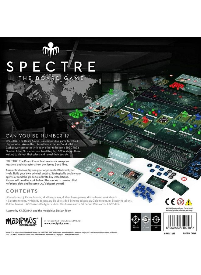 Modiphius Entertainment لعبة Spectre The Board Game؛ لعبة Spy Vs. Spy On The James Bond Movies للكبار والصغار؛ مناسبة للأعمار من 14 عامًا فأكثر؛ 24 لاعبًا؛ متوسط وقت اللعب 2045 دقيقة؛ من إنتاج Modiphius Entertainment - Image 3