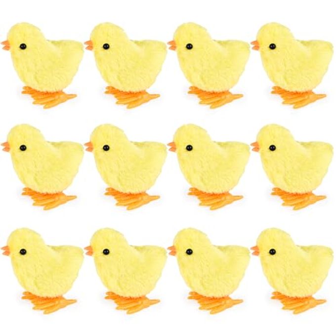3 otters 12PCS Wind Up Toys, Wind-Up Jumping Cute Chicken Plush Chicks Toy for Kids Goodie Bags Treasure Chest Party Favors Gifts - Image 4