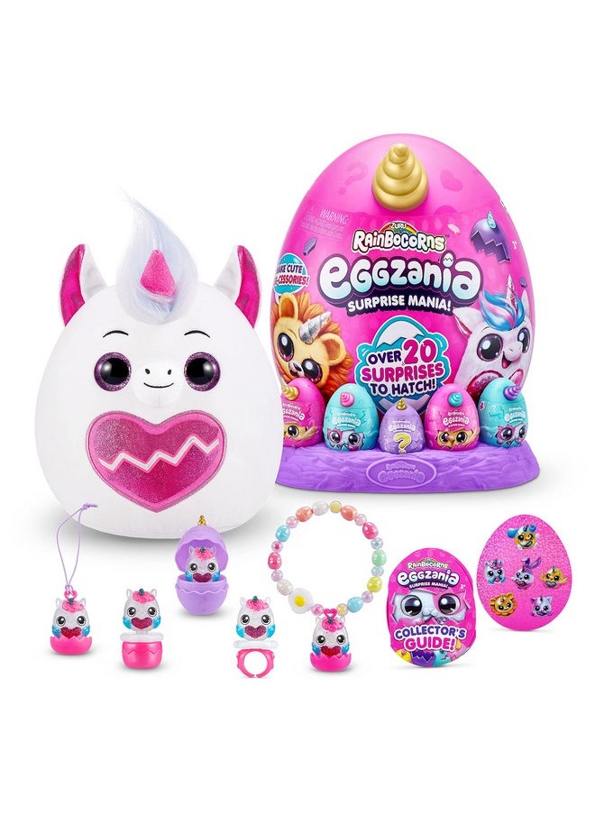 Rainbocorns Eggzania Surprise Mania Series 1 (Unicorn) By Zuru, Collectible Plush Stuffed Animal, Surprise Eggs, 5 Mini Eggs, Stickers, Diy Jewelry, Slime, Ages 3+ For Girls, Children  - Image 1
