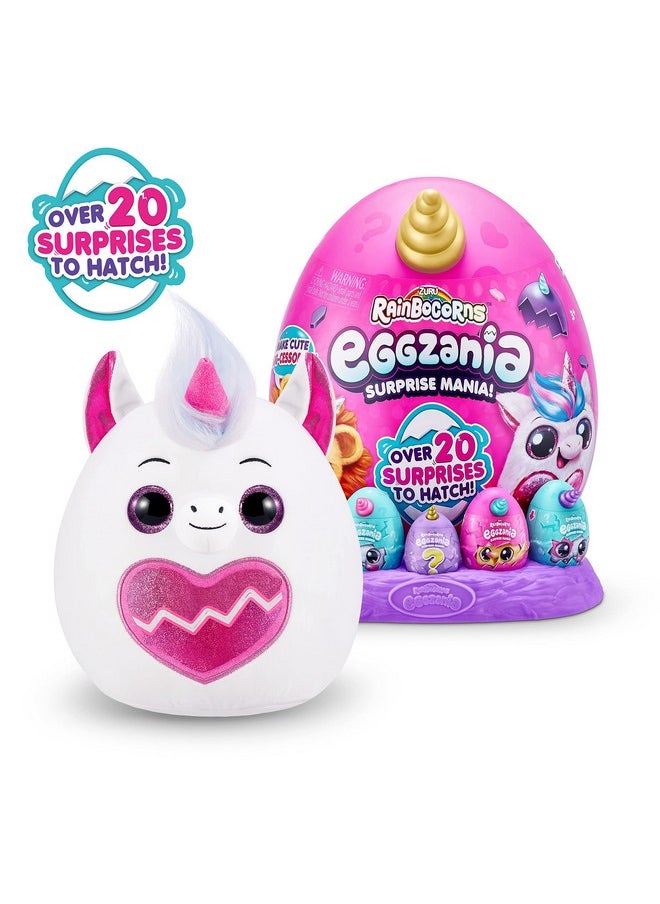 Rainbocorns Eggzania Surprise Mania Series 1 (Unicorn) By Zuru, Collectible Plush Stuffed Animal, Surprise Eggs, 5 Mini Eggs, Stickers, Diy Jewelry, Slime, Ages 3+ For Girls, Children  - Image 2