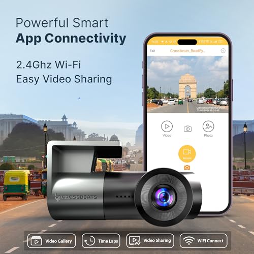 Crossbeats RoadEye Neo| New Launch| 2K FHD+ Dash Cam for Car| WiFi APP Mic Loop Record| 170° Wide Angle Dashcam for Car|Rotating Cabin Camera| Night Vision| Supercapacitor Dash Camera 1TB (2025 Model) - Image 3