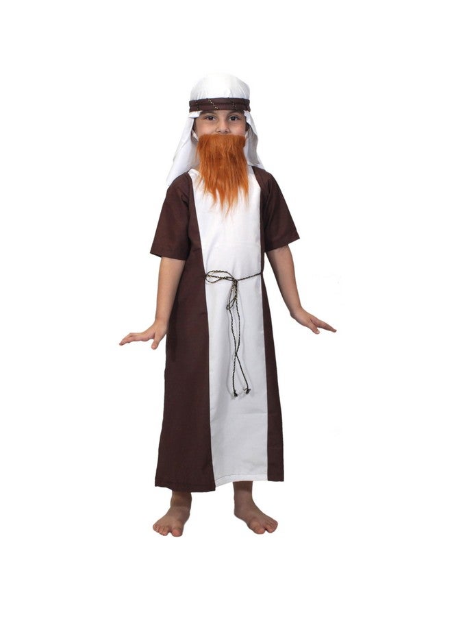 Kaku Fancy Dresses Kaku Fancy Dresses Polyester Shepherd Costume For Kids | Christmas Day, Theam Party| White Gown, Waist Belt, And Headscarf, 7-8 Years For Boys & Girls - Image 1