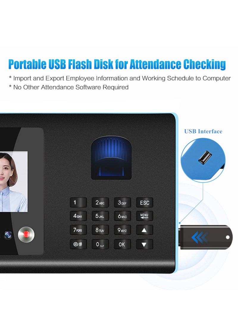 Generic - Intelligent Attendance Machine Face Fingerprint Password Recognition Mix Biometric Time Clock for Employees with Voice Broadcast Function Support Multi-language - Image 1