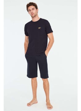 - Men's Navy Blue T-Shirt Shorts Set