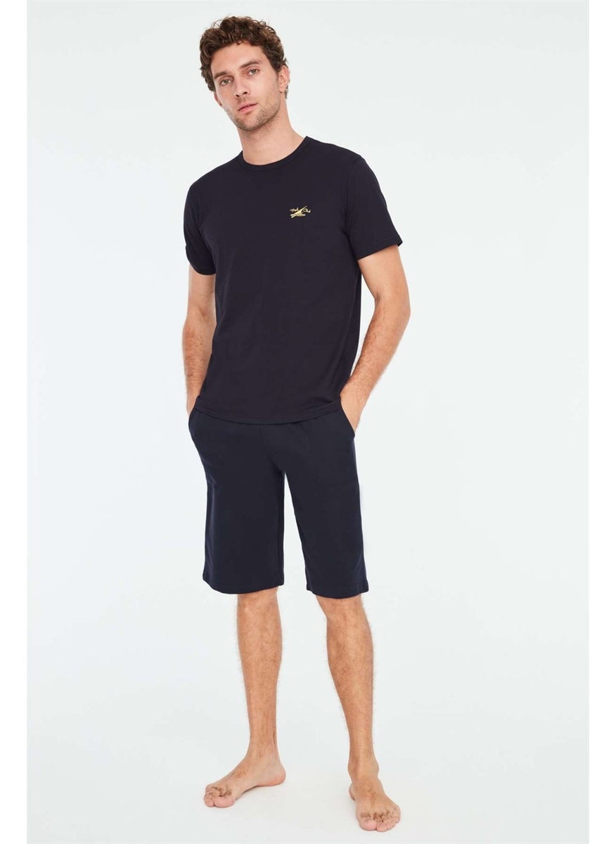 Mod Collection - - Men's Navy Blue T-Shirt Shorts Set - Image 1