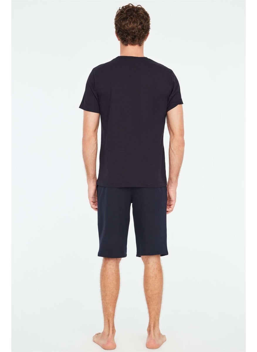 Mod Collection - - Men's Navy Blue T-Shirt Shorts Set - Image 1