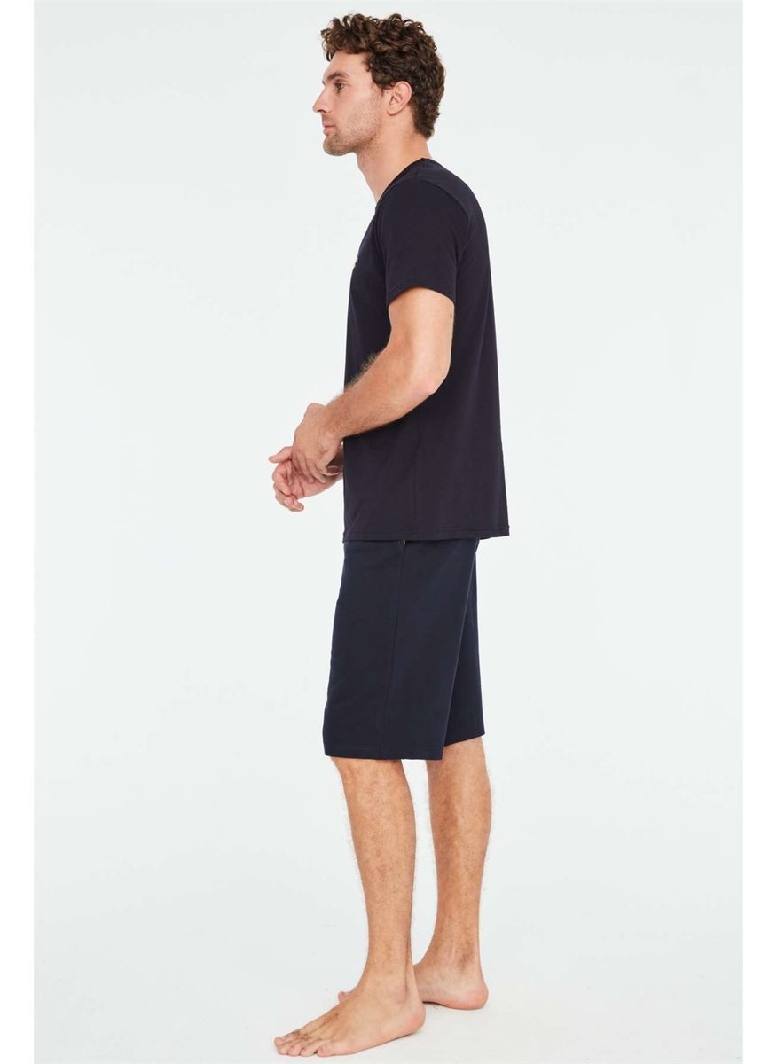 Mod Collection - - Men's Navy Blue T-Shirt Shorts Set - Image 1