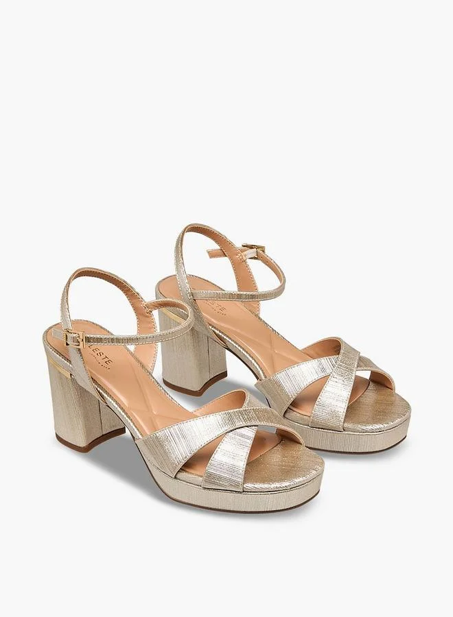 سيليست Women Block Heel Ankle Strap Sandals Ramadan Collections