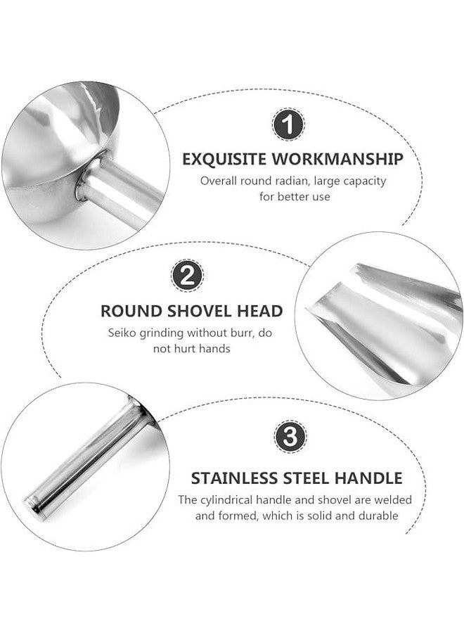 Cat Food Shovel, Large Stainless Steel Pet Food Scoop Poultry Goat Cattle Pig Cat Dog Food Scooper Shovel Stainless Steel Ice Scoop - Image 2