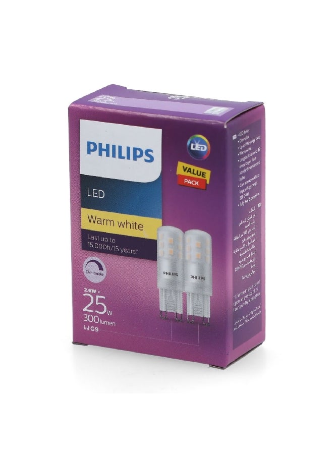 فيليبس طقم كبسولة LED G9 قابل للتعتيم 2 قطعة 2.6 واط يدوم طويلاً أبيض دافئ PHI-929002389968 أبيض دافئ - Image 4