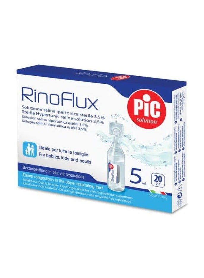 بي آي سي بيك رينوفلوكس محلول ملحي 20×5 مل – غسول أنفي معقم للرضع والبالغين بدون مواد حافظة