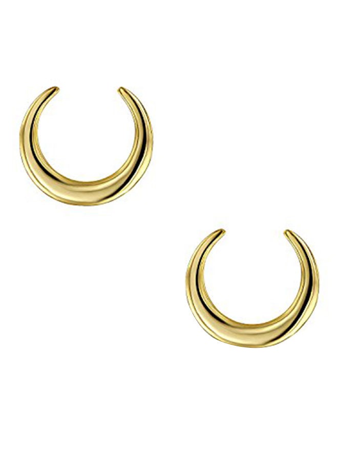NIBEMINENT 925 Sterling Silver Gold Plated Crescent Moon Tribal Horn Stud Earrings - Image 2