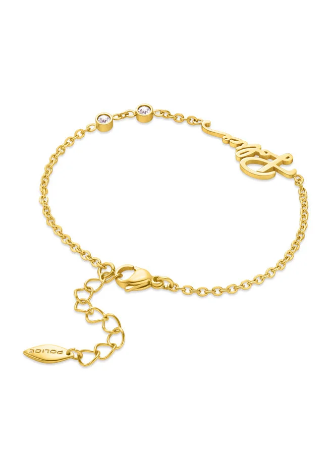 POLICE Petite Gold Plated Ladies Bracelet with  Script