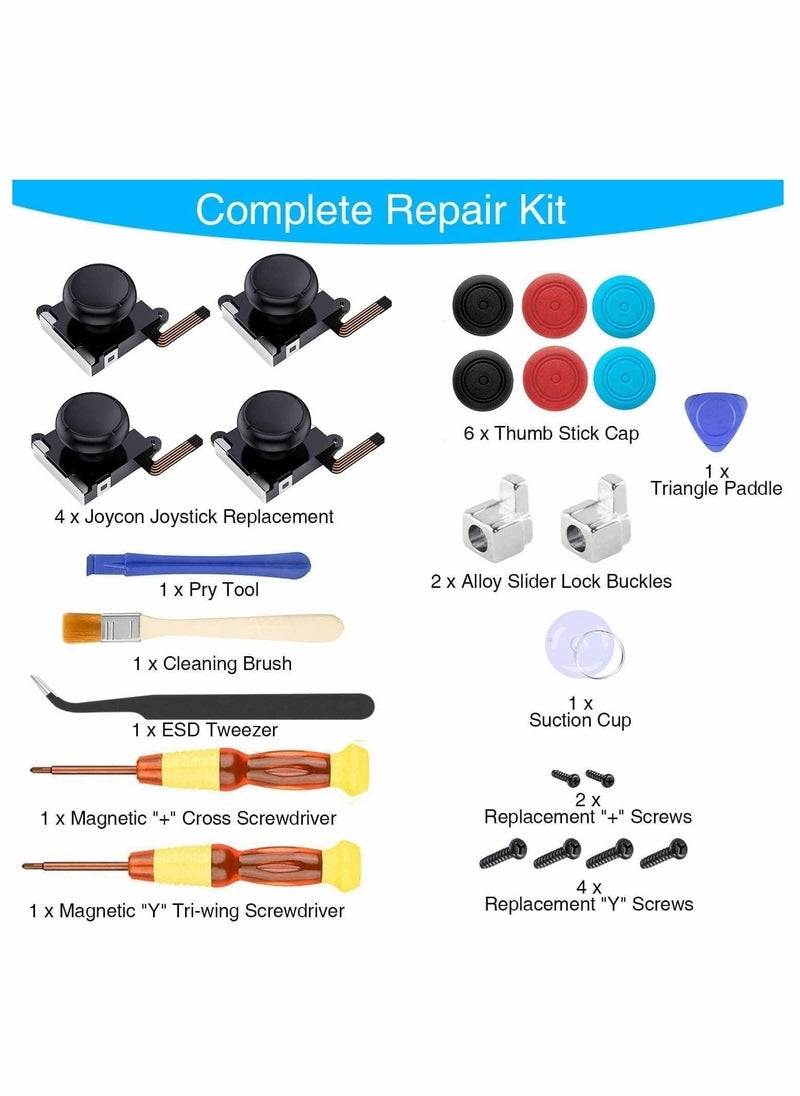 SYOSI - Joystick Replacement Repair Kit Analog Sticks Left Right Thumb Sticks for Switch Joy Con Controller Repair Tool with Thumbstick Grips Screws - Image 1