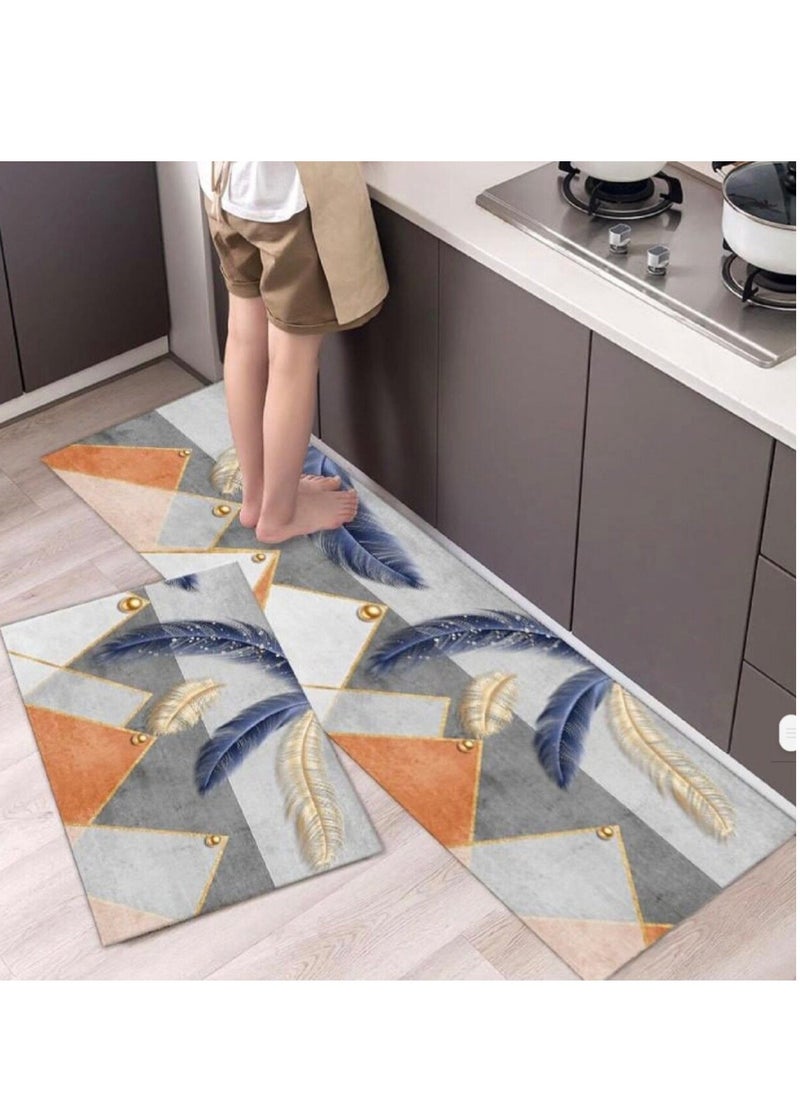 Relex Super Absorbent Kitchen Mat Set, Non-Slip Floor Mat with Rubberised Backing, Quick-Drying Bathing Room Rug for Hallway, Kitchen, Bedroom, Passage Area(2 PCS 80x50 cm and 120x50 cm)  - Image 1