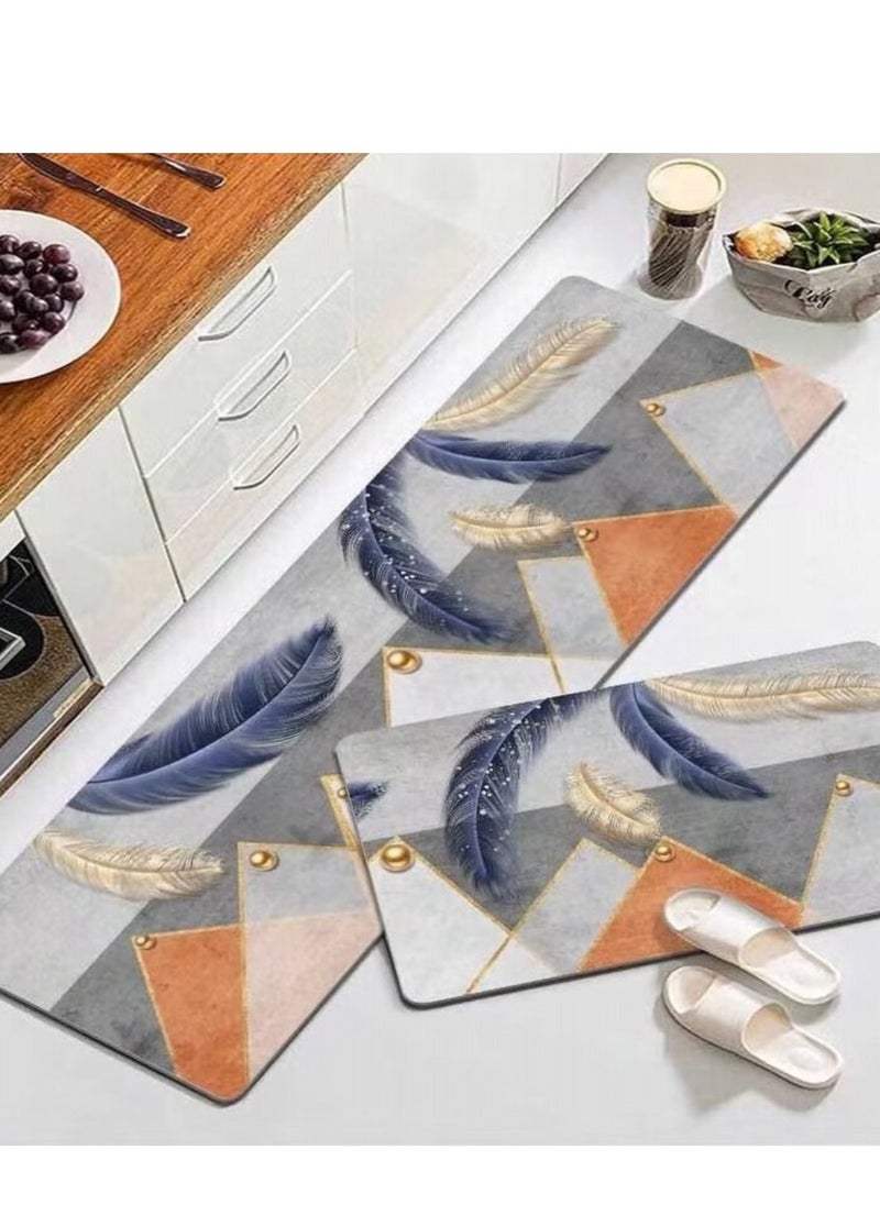 Relex Super Absorbent Kitchen Mat Set, Non-Slip Floor Mat with Rubberised Backing, Quick-Drying Bathing Room Rug for Hallway, Kitchen, Bedroom, Passage Area(2 PCS 80x50 cm and 120x50 cm)  - Image 5