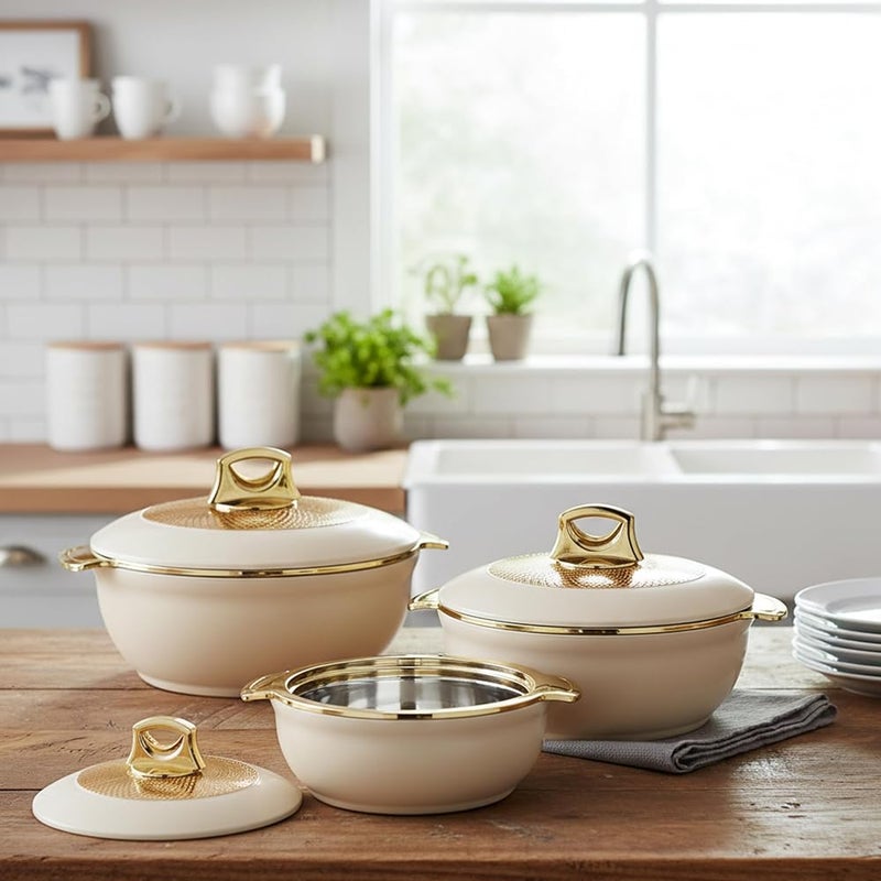 أسيان مجموعة أطباق آسيوية غلوبوس دلكس (Asian Globus Casserole Dlx Set 3) (1600+2500+3500) - متنوعة حساء ساخن مع عزل من البولي يوريثان عالي الجودة وغلاف داخلي من الفولاذ المقاوم للصدأ أطباق تقديم بأغطية حاويات تخزين للطعام الساخن وأجهزة تدفئ - Image 3