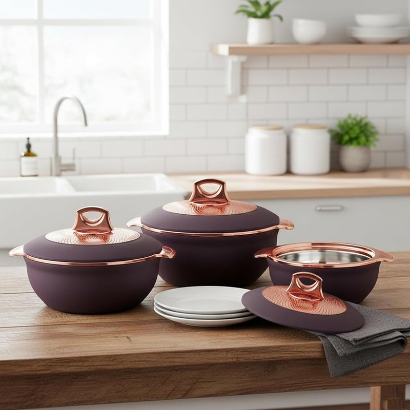 أسيان مجموعة أطباق آسيوية غلوبوس دلكس (Asian Globus Casserole Dlx Set 3) (1600+2500+3500) - متنوعة حساء ساخن مع عزل من البولي يوريثان عالي الجودة وغلاف داخلي من الفولاذ المقاوم للصدأ أطباق تقديم بأغطية حاويات تخزين للطعام الساخن وأجهزة تدفئ - Image 1