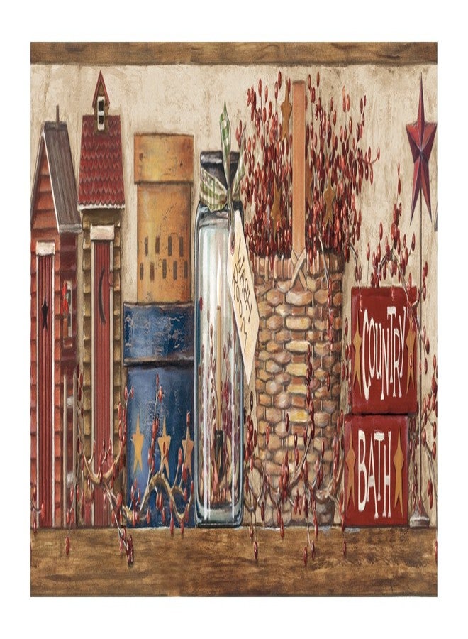 York Wallcoverings Best Of Country HK4648BD Country Bath Border, Khaki - Image 1