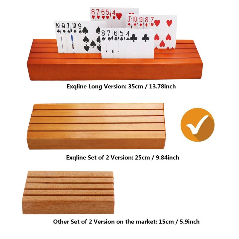 Exqline Wood Playing Card Holders Tray Racks Organizer Set of 2 for Kids Seniors Adults  984In 31Inch Latest Version Portable Enough for Bridge Canasta UNO Card Playing - Image 3