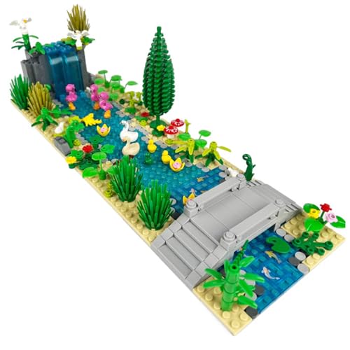 TNDCKP Waterfalls Pools Zoo Building Block Set B Farm Animal Building Toys Bridge Piers Pools Trees Ducks Waterfalls Compatible with Lego 853792 Accessory for Ages 612 - Image 1
