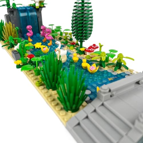 TNDCKP Waterfalls Pools Zoo Building Block Set B Farm Animal Building Toys Bridge Piers Pools Trees Ducks Waterfalls Compatible with Lego 853792 Accessory for Ages 612 - Image 5